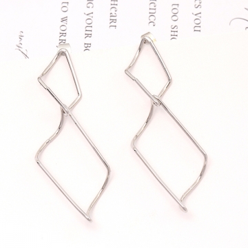 デザインピアス 2連ひし形 23×55mm ロジウム（2ヶ）