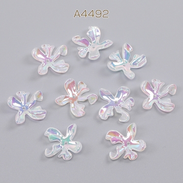 アクリルパーツ フラワー 穴あり 20.5×23mm オーロラクリア（10ヶ）