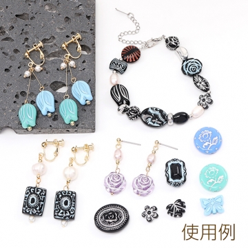 アンティーク調アクリルビーズ バラ 12.5mm（30ヶ）