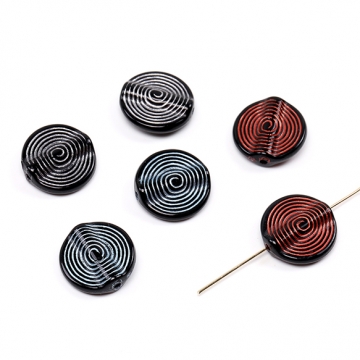 アンティーク調アクリルビーズ コイン型 渦巻型 15mm（30ヶ）