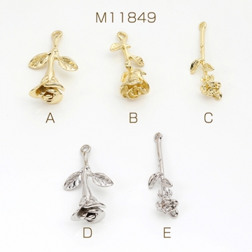 メタルチャーム フラワー バラ ゴールド ロジウム