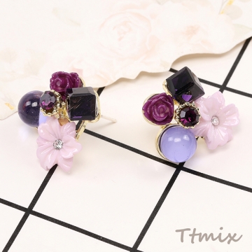 デザインピアス フラワーのピアス 20×21mm パープル（1ペア）