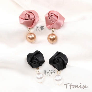 デザインピアス フラワー＆パールのピアス 11.5×38mm（1ペア）