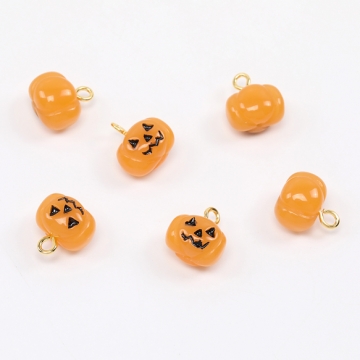 ハロウィンチャーム 樹脂チャーム パンプキン  9×13mm オレンジ（6ヶ）