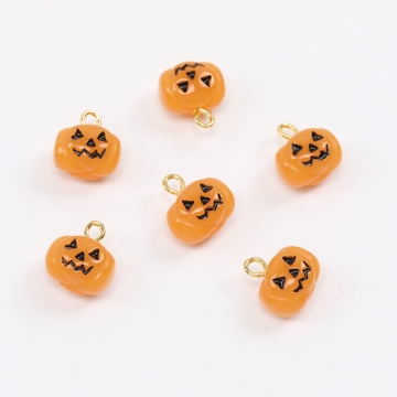 ハロウィンチャーム 樹脂チャーム パンプキン  9×13mm オレンジ（6ヶ）