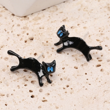 デザインピアス 猫のピアス 12×21mm ブラック