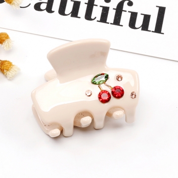 バンスクリップ アセチ樹脂ヘアクリップ さくらんぼ 2.5×3.5cm