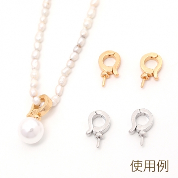 クラスプ式デザインヒートン金具 開閉式バチカン デザインバチカン デザイン留め金具 スプリングクラスプ ワンタッチ留め金具 縦芯あり（2ヶ）