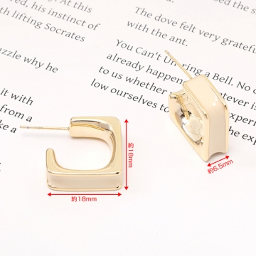 スクエアリングピアス レディースピアス おしゃれピアス トレンドピアス 6.5×18mm
