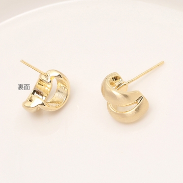 ダブルリングピアス レディースピアス おしゃれピアス トレンドピアス 9×12mm