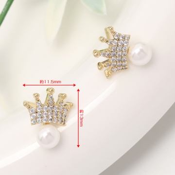 王冠モチーフピアス レディースピアス おしゃれピアス トレンドピアス 11.5×13mm