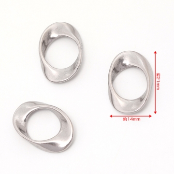 ステンレス製 メタルフレームパーツ ツイストオーバル シルバーカラー 14×21mm（2ヶ）