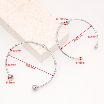 ステンレス製 オープン型バングル シルバーカラー