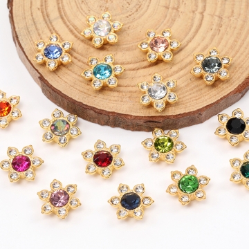 アクリルビジューパーツ 台座付きビジューパーツ フラワー ミックスカラー 12mm（10ヶ）