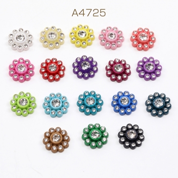 アクリルビジューパーツ 台座付きビジューパーツ フラワー ミックスカラー 13mm（10ヶ）