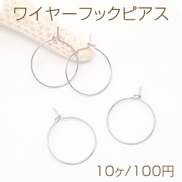 ワイヤーフックピアス ステンレス製 ピアス金具 シルバーカラー 0.6×20mm（10ヶ）