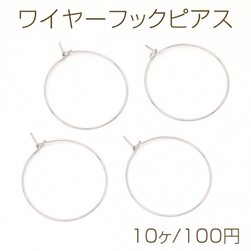 ワイヤーフックピアス ステンレス製 ピアス金具 シルバーカラー  0.6×30mm（10ヶ）