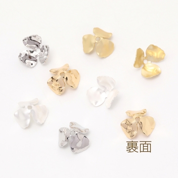 メタルフラワーパーツ ビーズキャップ 花座 座金 三弁花 中心通し穴あり 12mm（6ヶ）