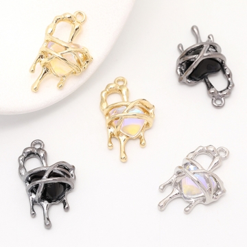 メルティハートチャーム  メタルチャーム 樹脂貼り カン付き 17×27mm 15×26.5mm（2ヶ）