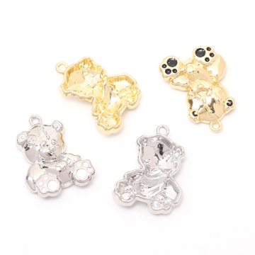 テディベアチャーム 立体くまチャーム メタルチャーム エポ付き カン付き（4ヶ）