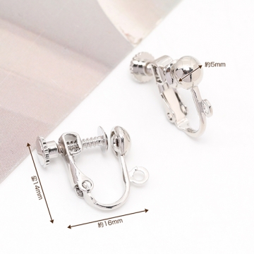 ネジバネ式イヤリング 玉ブラ カン付き 5mm（4ヶ）