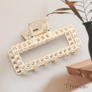 メタルバンスクリップ ヘアクリップ ヘア留めクリップ スクエア型 ゴールド 2.5×4.3cm（1ヶ）