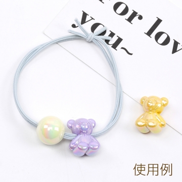 アクリルビーズ テディーベア  横穴 オーロラ加工 ミックスカラー 15.5×18.5mm（8ヶ）