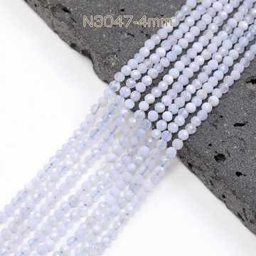 天然石ビーズ 連売り パープルアゲート ラウンドカット 通し穴あり 4mm 1連(約95ヶ)