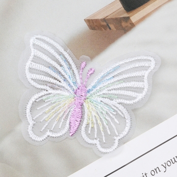 刺繍パーツ 蝶モチーフ 立体刺繍パーツ 手芸刺繍レースパーツ 4.5×5cm（6ヶ）