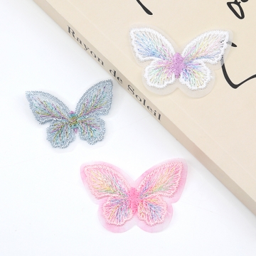 刺繍パーツ 蝶モチーフ 立体刺繍パーツ ミックス 3.5×4.5cm（6ヶ）