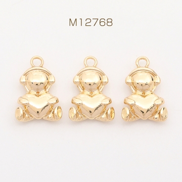 立体メタルチャーム クマ くま カン付き ゴールド 11×17mm（8ヶ）