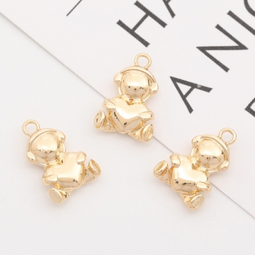 立体メタルチャーム クマ くま カン付き ゴールド 11×17mm（8ヶ）
