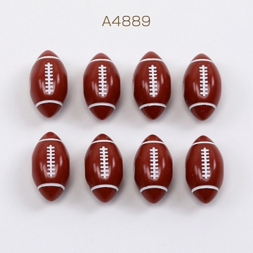 アクリルビーズ スポーツ風モチーフ ラグビーボール 通し穴あり 8×16mm（20ヶ）