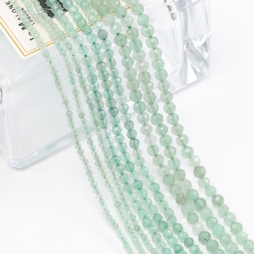 天然石ビーズ 連売り グリーンアベンチュリン ラウンドカット 通し穴あり 2mm 1連(約170ヶ)