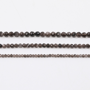 天然石ビーズ 連売り シルバーオブシディアン ラウンドカット 通し穴あり 3mm 1連(約120ヶ)