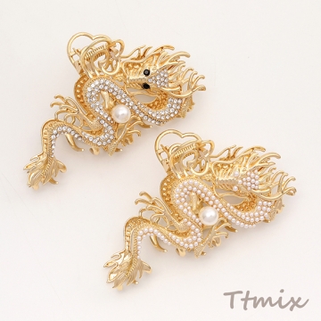 バンスクリップ メタルヘアクリップ ドラゴン 6×11cm
