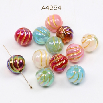 アクリルビーズ 筋入り丸玉 ミックスカラー 15mm（10ヶ）