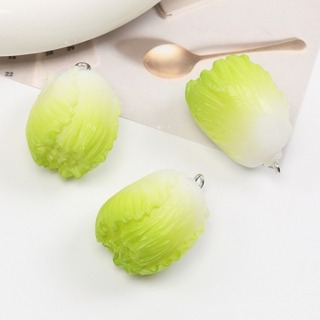 食品サンプル 食品サンプルキーホルダーチャーム ミニチュアフード プラスチック製 野菜チャーム 白菜チャーム カン付き 2.5×4cm（1ヶ）