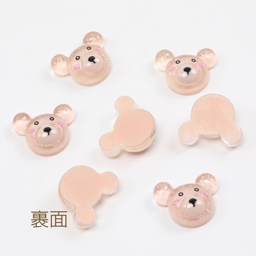 樹脂貼付けパーツ 樹脂カボション くま クマ ベア クリアカラー 16×21mm（20ヶ）