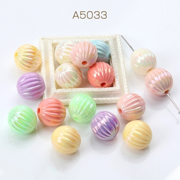 アクリルビーズ 筋入り丸玉 メッキ加工 ミックスカラー 14mm（10ヶ）