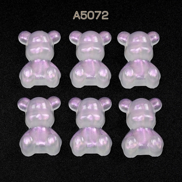 アクリル貼付けパーツ アクリルカボション くま クマ ベア オーロラカラー 17×24mm（10ヶ）