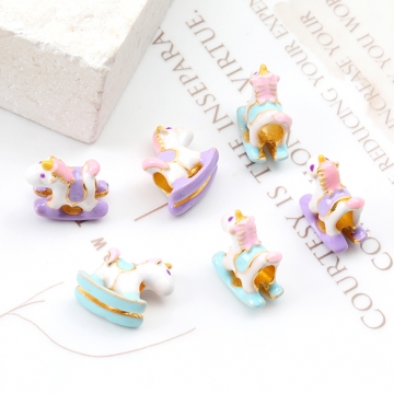 メタルビーズ 大穴ビーズ 木馬 エポ付き ゴールド 13×14mm