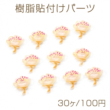 樹脂貼付けパーツ 樹脂カボション 樹脂デコパーツ フラワー 花 10×11mm（30ヶ）