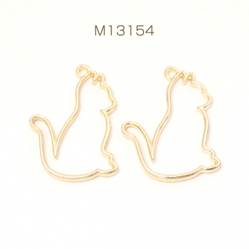 レジンフレームチャーム 猫 ネコ ねこ キャット ネコちゃん 1カン付き ゴールド 25×30mm（4ヶ）
