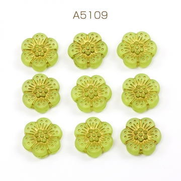 アンティーク調アクリルビーズ フロスト加工 フラワー 花 六弁花 6弁花 ゴールド 12mm（20ヶ）