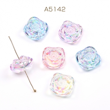 アクリルビーズ オーロラビーズ ミックスカラー フラワー 花 通し穴あり 19mm（10ヶ）