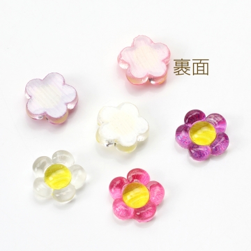 フラワー貼付けパーツ 立体花型パーツ 花モチーフデコパーツ 樹脂貼付けパーツ 樹脂カボション 樹脂デコパーツ フラワー 花 五弁花 5弁花 9mm
