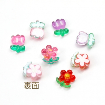 フラワー貼付けパーツ 立体花型パーツ 花モチーフデコパーツ 樹脂貼付けパーツ 樹脂カボション 樹脂デコパーツ フラワー 花