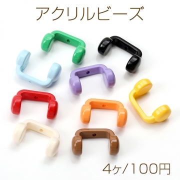 アクリルビーズ イヤホンモチーフ オリジナルブレスレット ストラップ キーホルダー制作ビーズ ユニークビーズ 通し穴あり 縦穴 カラーアソート 12×29mm（4ヶ）