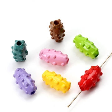 アクリルビーズ 楕円ビーズ オリジナルブレスレット ストラップ キーホルダー制作ビーズ ユニークビーズ 通し穴ありカラーアソート 11×19mm（10ヶ）